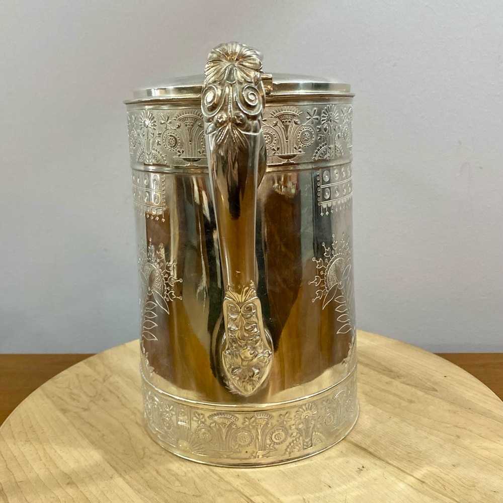 1868 Rogers & Smith Co. Antique Engraved Silver Plate Insulated Water‎ Pitcher - Picture 2 of 12